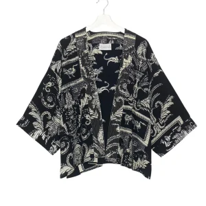 Best Sale One Hundred Stars Vintage Damask Black Crepe Kimono