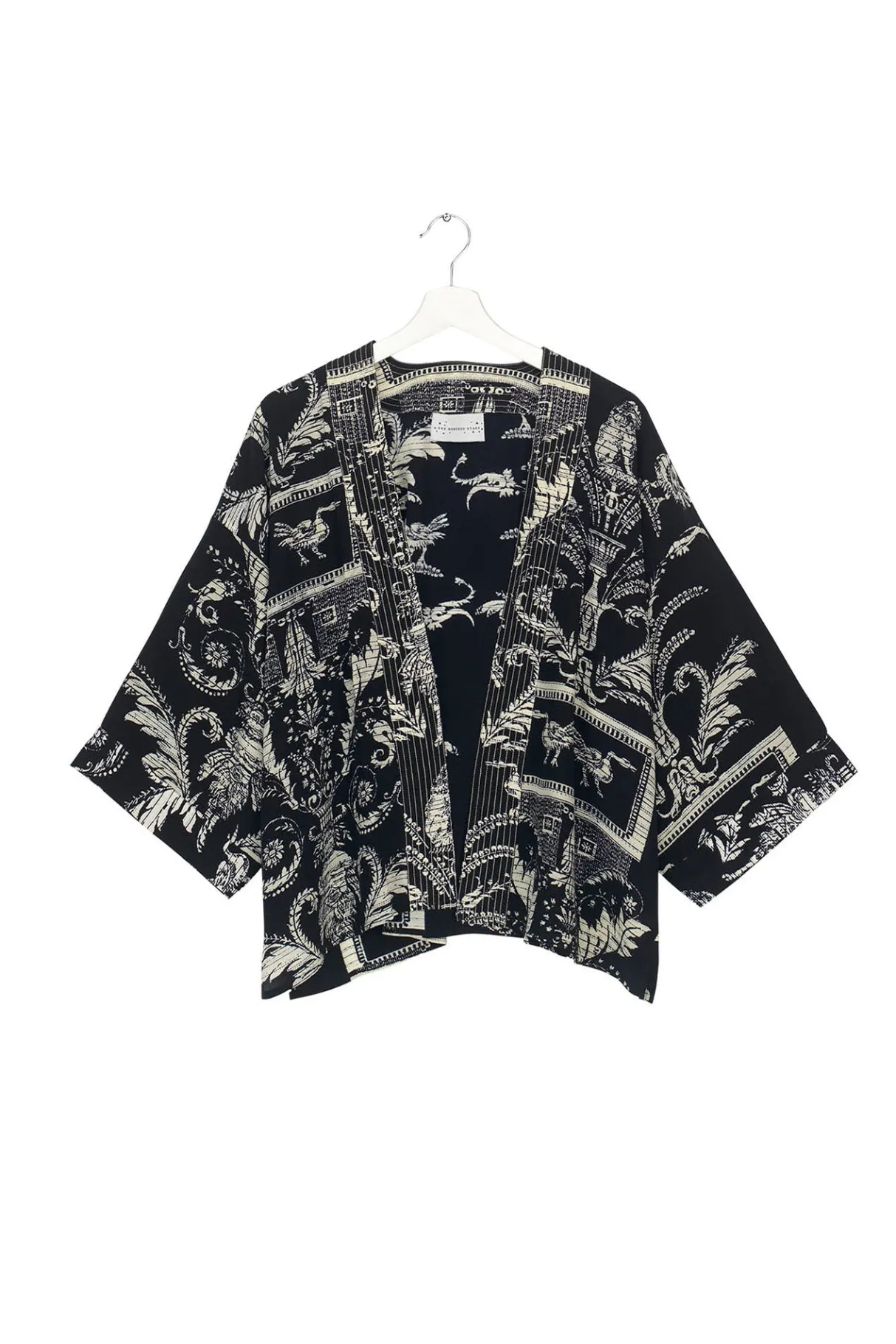 Best Sale One Hundred Stars Vintage Damask Black Crepe Kimono