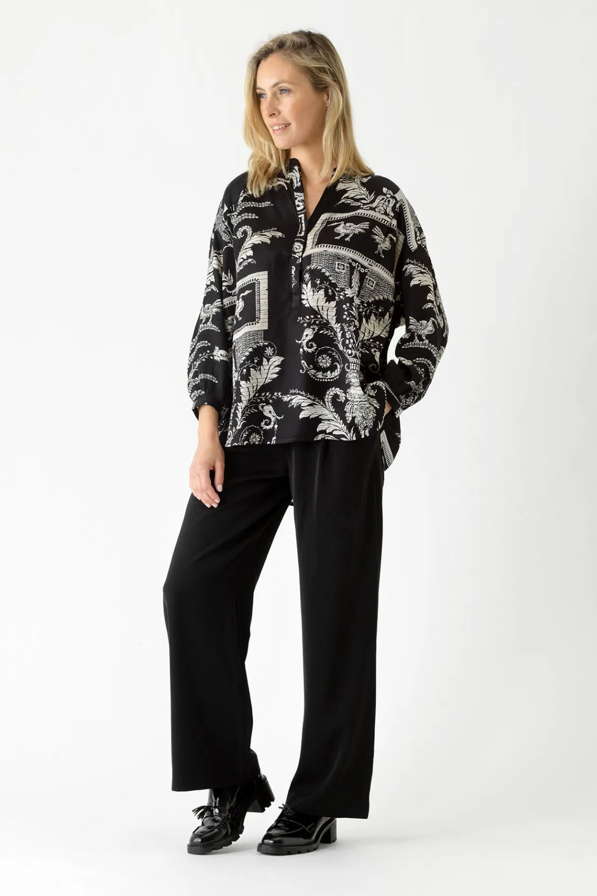 Hot One Hundred Stars Vintage Damask Black Darcy Shirt