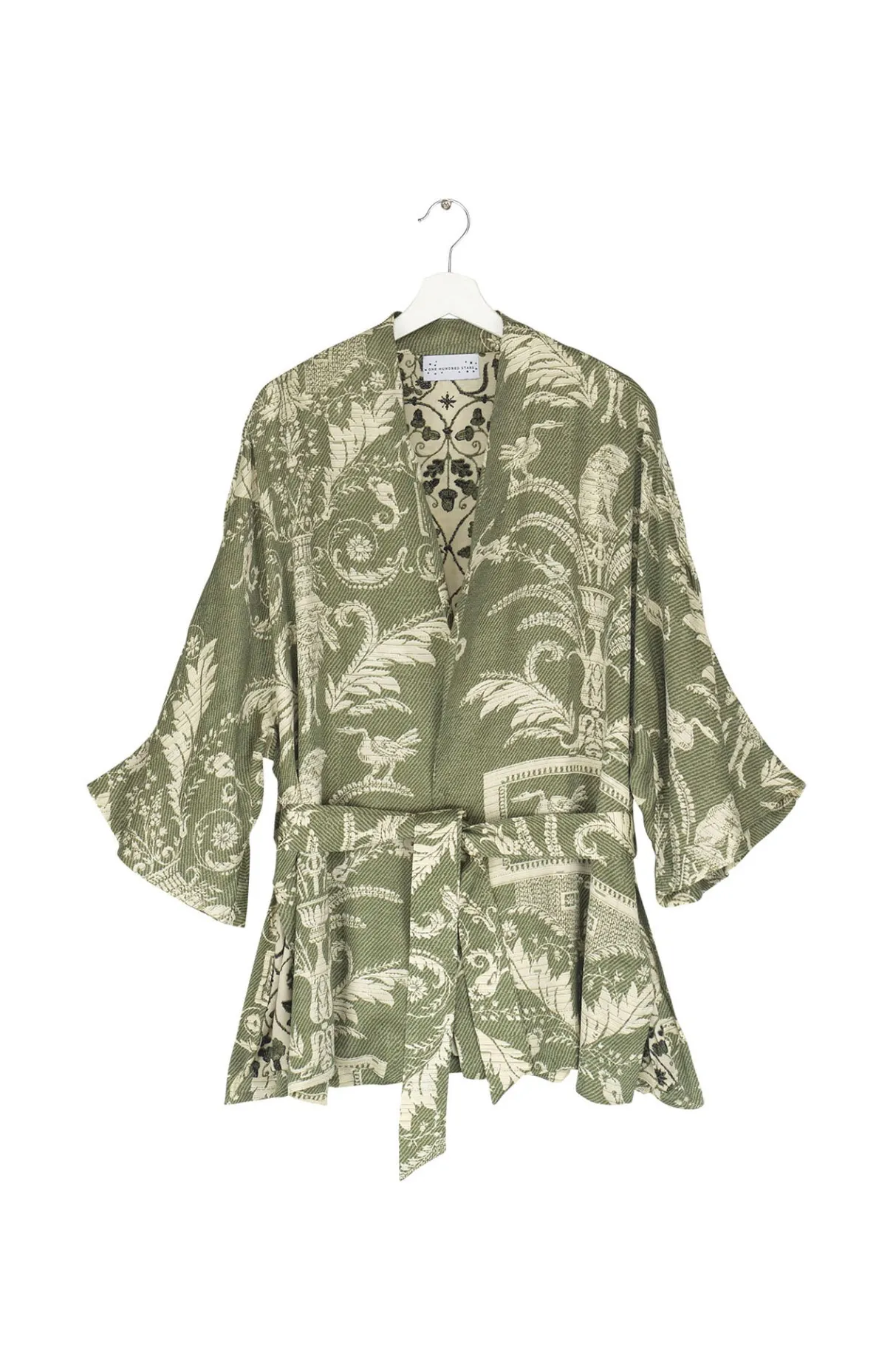 New One Hundred Stars Vintage Damask Sage Wrap Jacket