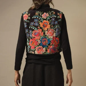 Online One Hundred Stars Woven Flower Black Gilet
