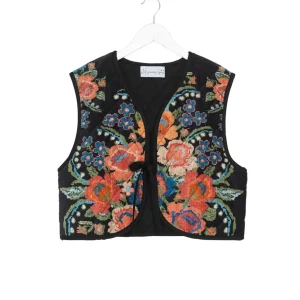 Online One Hundred Stars Woven Flower Black Gilet