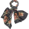 Best Sale One Hundred Stars Woven Flower Black Wool Scarf